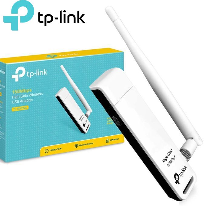 TP-Link TL-WN722N - Clé wifi USB - 150 Mbps - WPS Bouton - Gain Elevé -  4dBi - Blanc